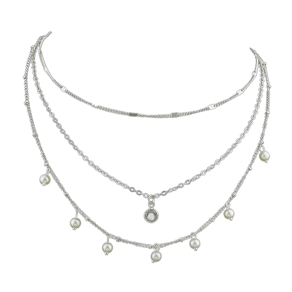 AU Local Fashion Pearl Charm Gold Multi-layer Chain Necklace New Style Jewellery