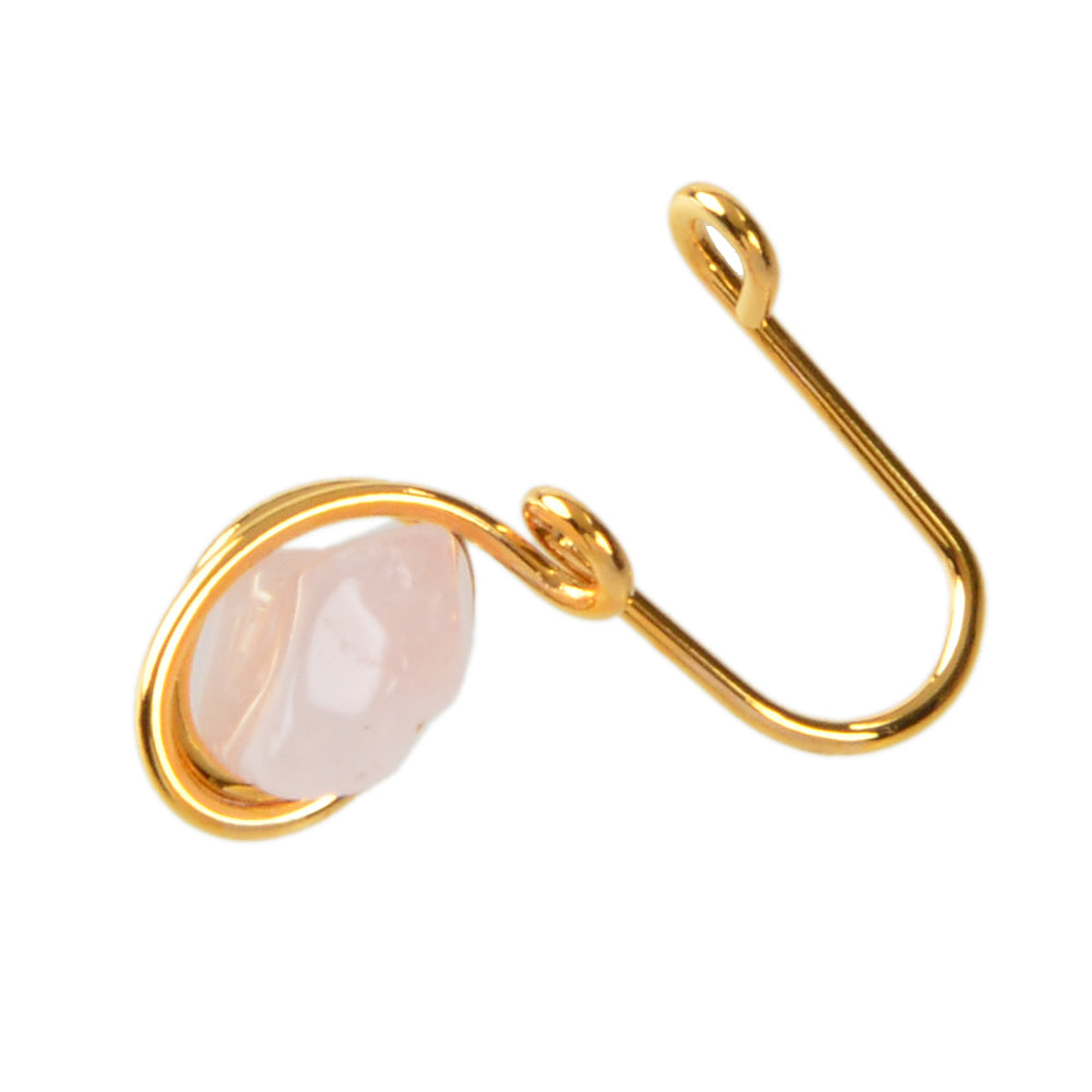 1pc Colourful Stone Clip on Faux Lip Ear Nose Rings Hoop Non Piercing Jewellery