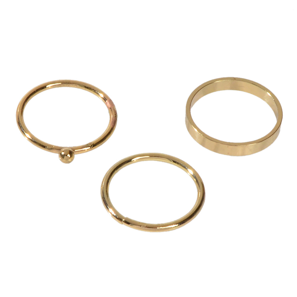 Stackable 3 pcs Gold Metal Minimalist Finger Ring set Multiple Rings Bulk Pack