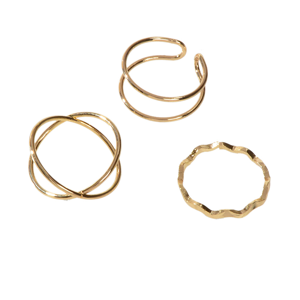 Minimalist Stackable 3pcs Gold Silver Finger Knuckle Multiple Rings Bulk Pack