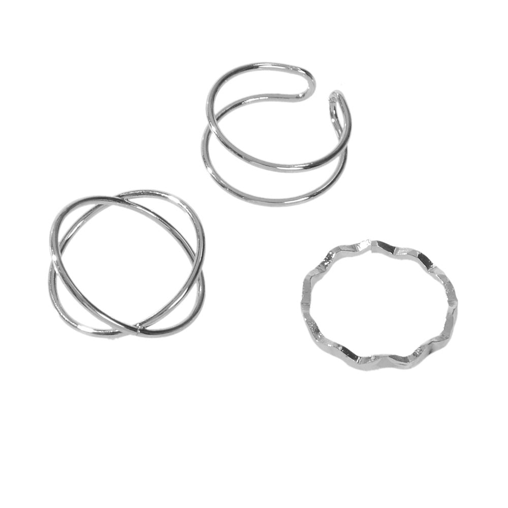 Minimalist Stackable 3pcs Gold Silver Finger Knuckle Multiple Rings Bulk Pack