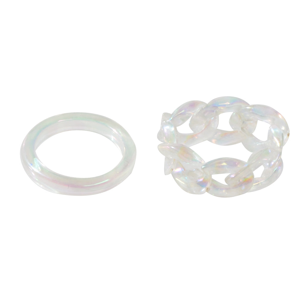 Stackable 2pcs Transparent Acrylic Resin Finger Ring set Multiple Ring Bulk Pack