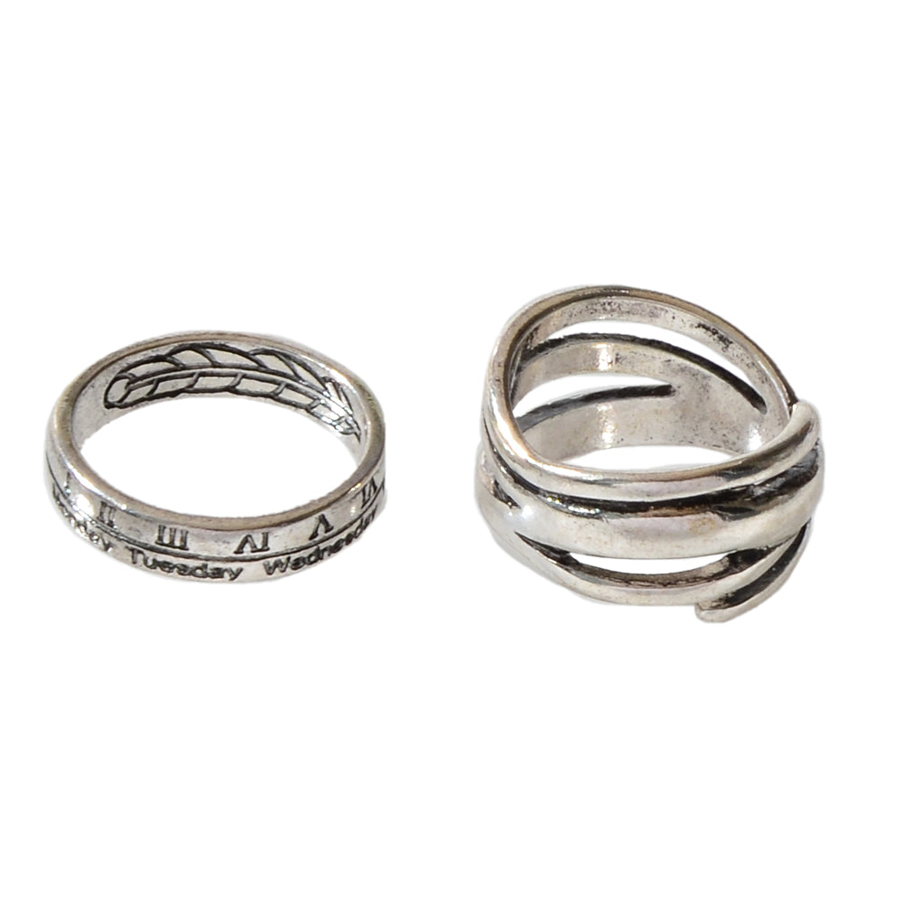 Oxidized Intricate 2 pcs Tribal Ethnic Antique StackableFinger Knuckle Rings set