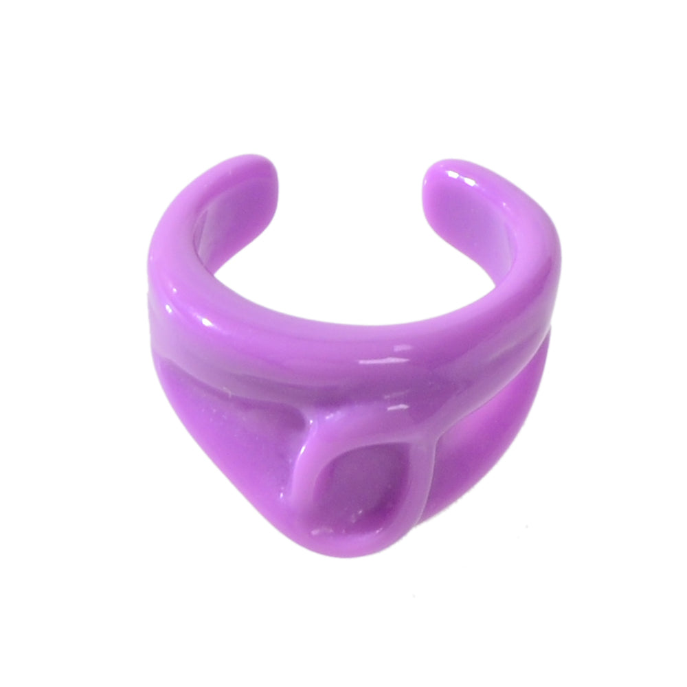 Chunky Purple Resin Irregular Geometric Finger Plastic Trendy Ring Band Women