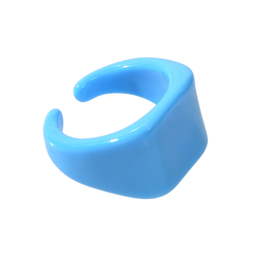 Ladies Jewelry Plastic Blue Squre Open Cuff Finger Trendy Chunky Ring for Women