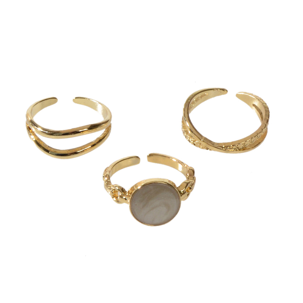 Multiple 3pcs Round Black White Metal Knuckle Stackable Midi Finger Rings Set