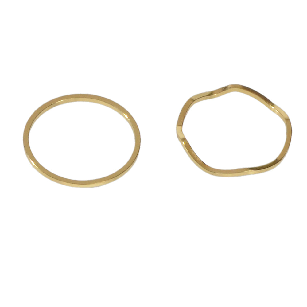 2 pcs Gold Silver Metal Multiple Minimalist Stackable Knuckle Midi Rings Set