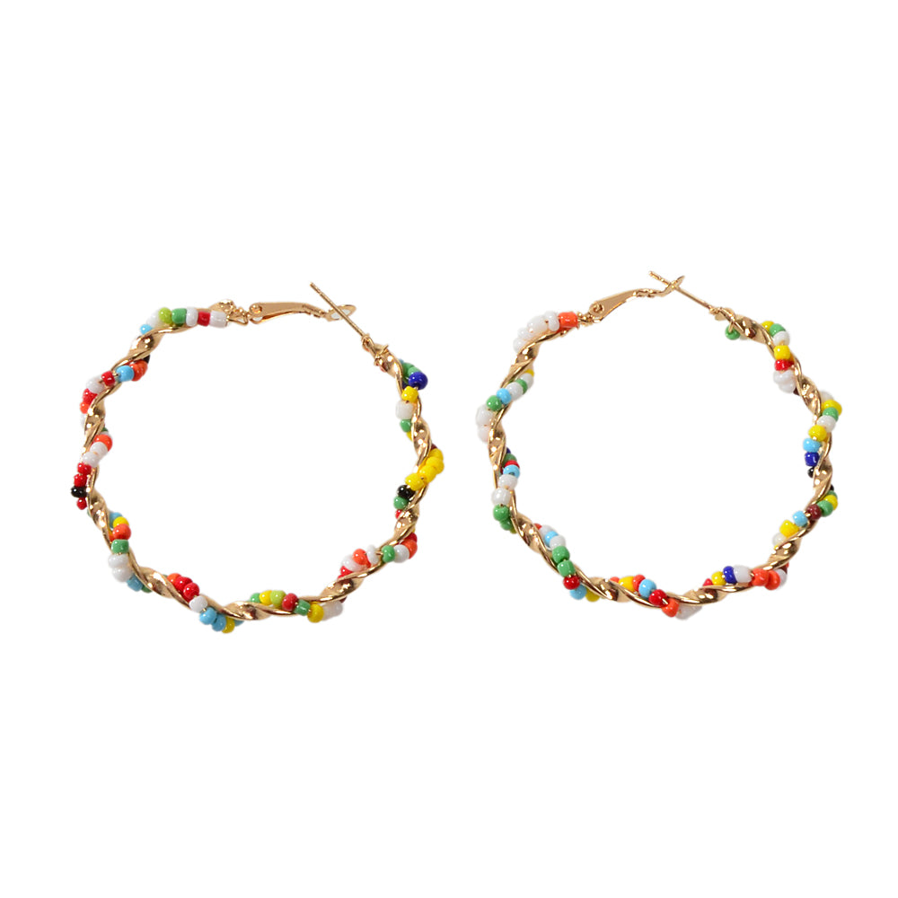 Bohemian Jewellery Seed Beads Decor Handmade Big Hoop Earrings Tribal Ethnic