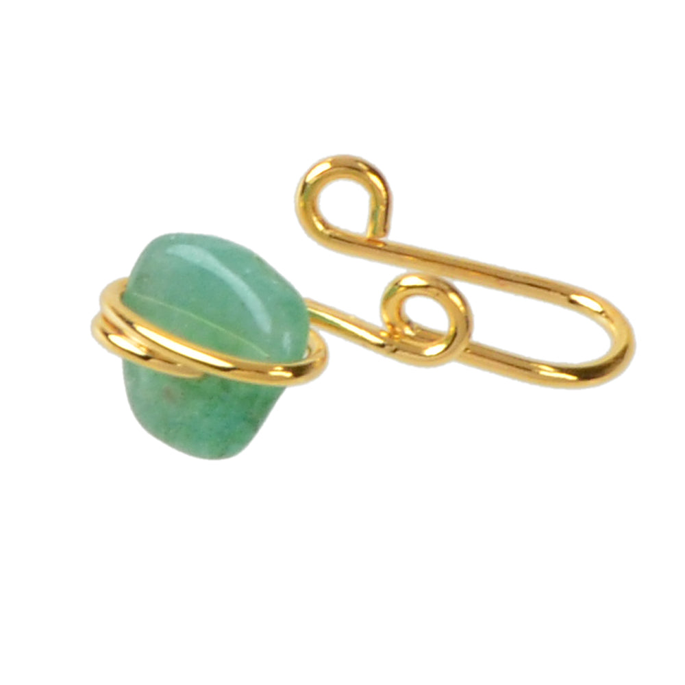 1pc Colourful Stone Clip on Faux Lip Ear Nose Rings Hoop Non Piercing Jewellery