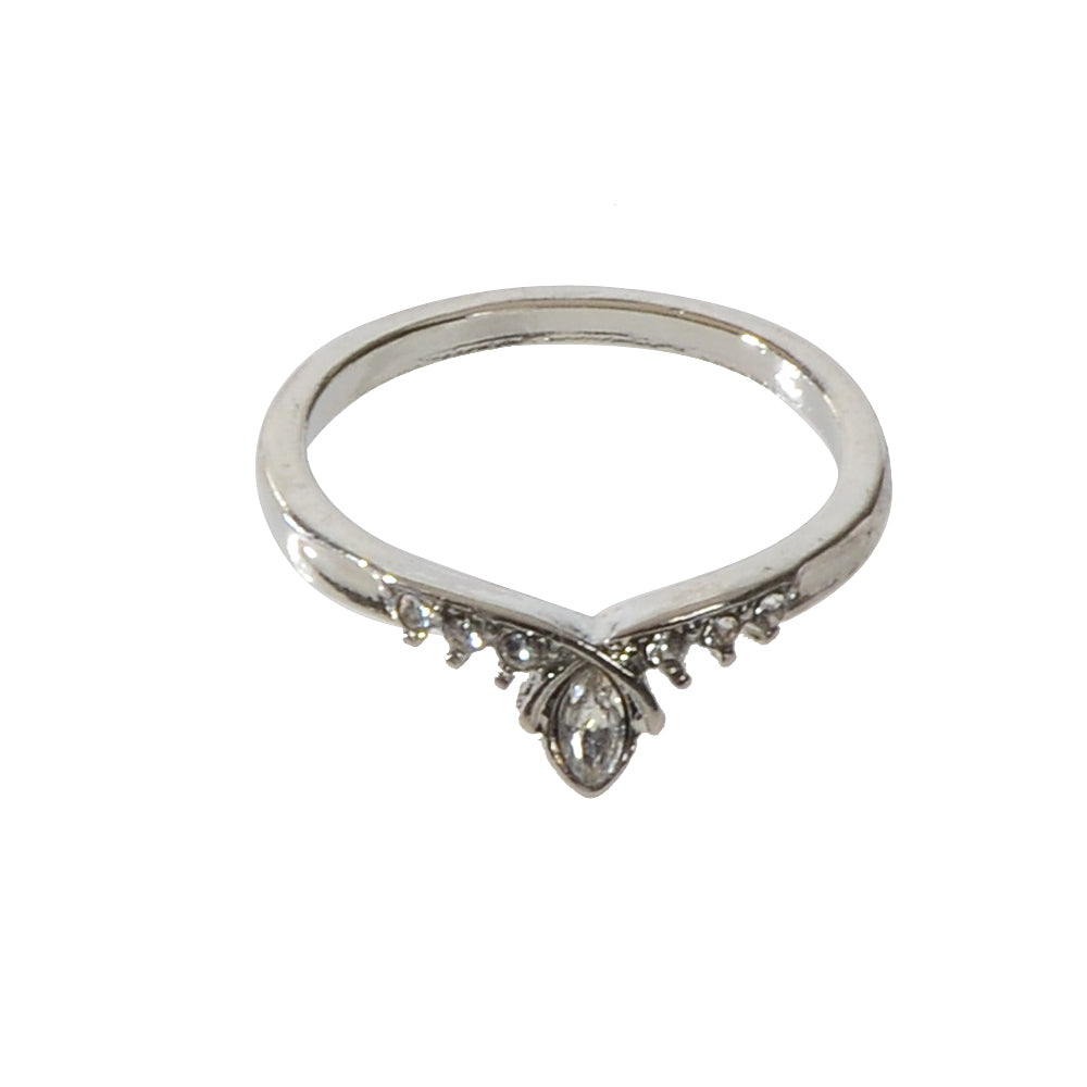 Luxurious Rhinestone Silver Crown Shape Finger Ring Anniversary Wedding Jewelry